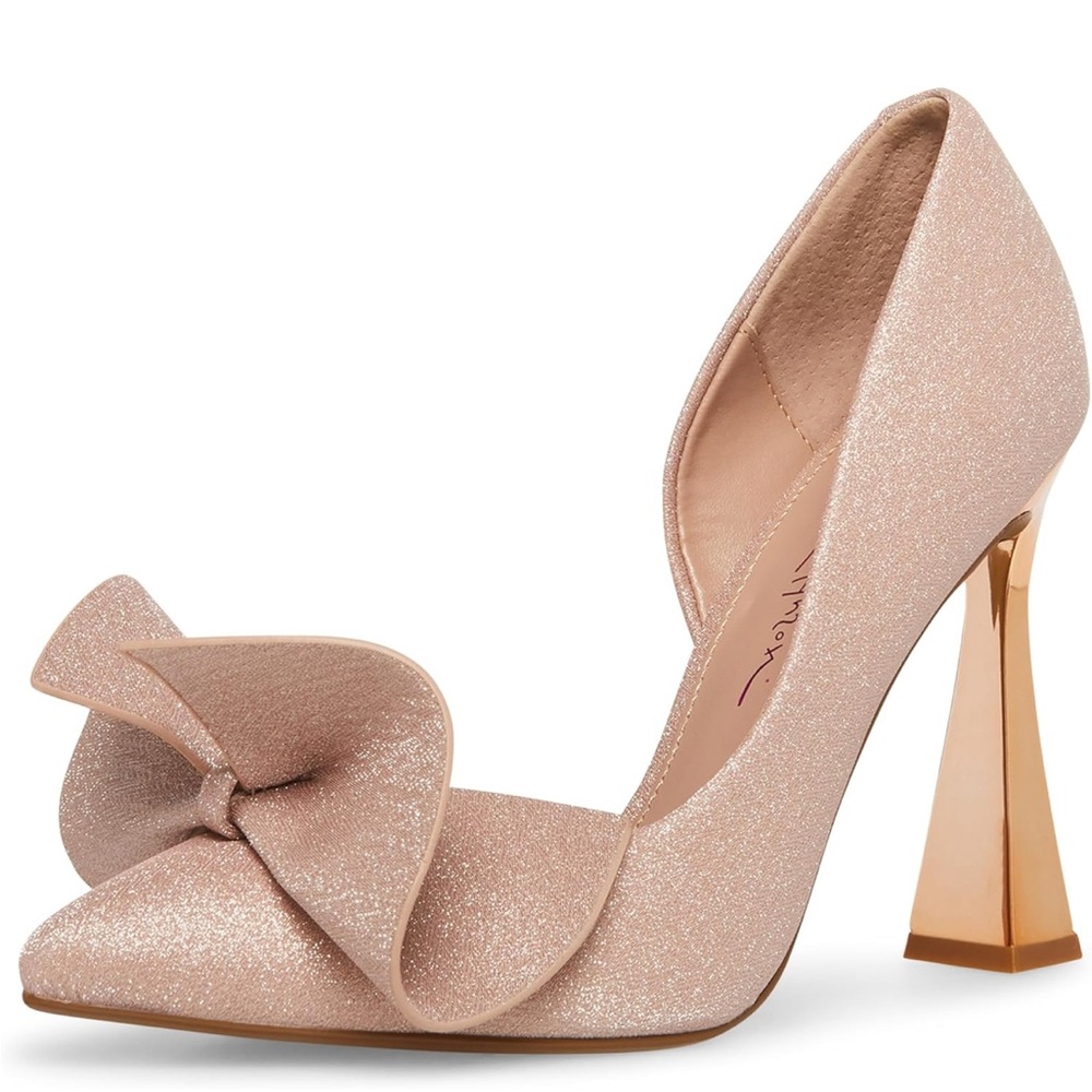 Betsey Johnson Nobble Pump| Metallic Glitter Bow Heel - Picture 2 of 2
